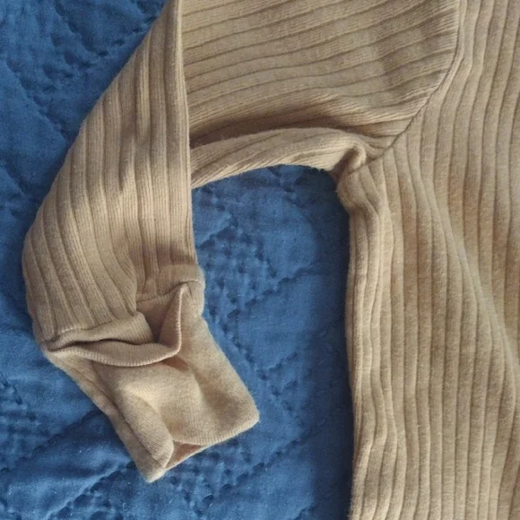 Cozy Mustard Ribbed Kids Footie - Picture 3 of 5